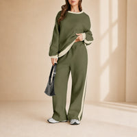 Celestelle™ Sweatshirt-Set Mit Seitlichen Streifen Und Weiter Hose in Grün