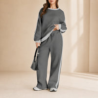 Celestelle™ Sweatshirt-Set Mit Seitlichen Streifen Und Weiter Hose in Grau