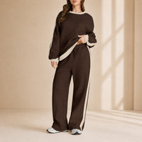 Celestelle™ Sweatshirt-Set Mit Seitlichen Streifen Und Weiter Hose in Braun