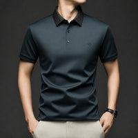 Alviero™ Poloshirt mit Strukturkragen und Flexiblem Gewebe in Petrolblau