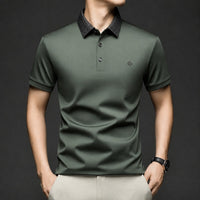 Alviero™ Poloshirt mit Strukturkragen und Flexiblem Gewebe in Olivgrün