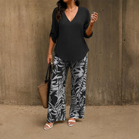 Bellariva™ Set mit Gemusterter Hose und Leichter Bluse in Schwarz