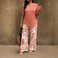Bellariva™ Set mit Gemusterter Hose und Leichter Bluse in Rosé-Terrakotta