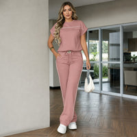 Calienne™ Set mit Gerader Hose und Kurzarmbluse in Rosa