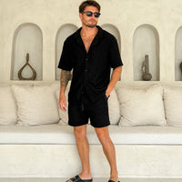 Hampton™ Premium-Strickset mit Resortkragen in Schwarz