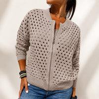 Nivara™ Jacke Aus Ajourstrick Mit Frontreißverschluss in Beige