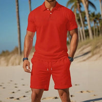 Matteo™ Set Mit Poloshirt Und Shorts Mit Verstellbarem Bund in Rot