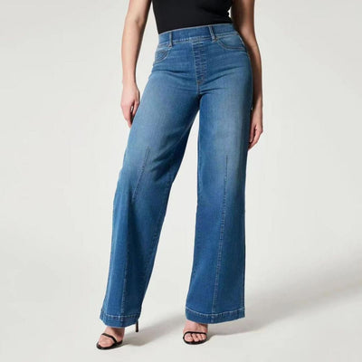Damen-Jeans im Denim-Stil mit weitem Bein