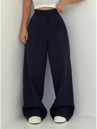 Johanna | Damen Wide Leg Hose Elegant Fließend Modern Business Trend in Marineblau