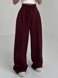 Johanna | Damen Wide Leg Hose Elegant Fließend Modern Business Trend in Bordeaux