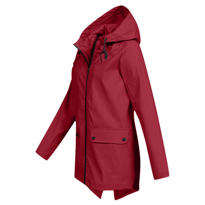 Stylische Leichte Regenjacke mit Kapuze und Reissverschluss für Damen | Ideal für den Winter