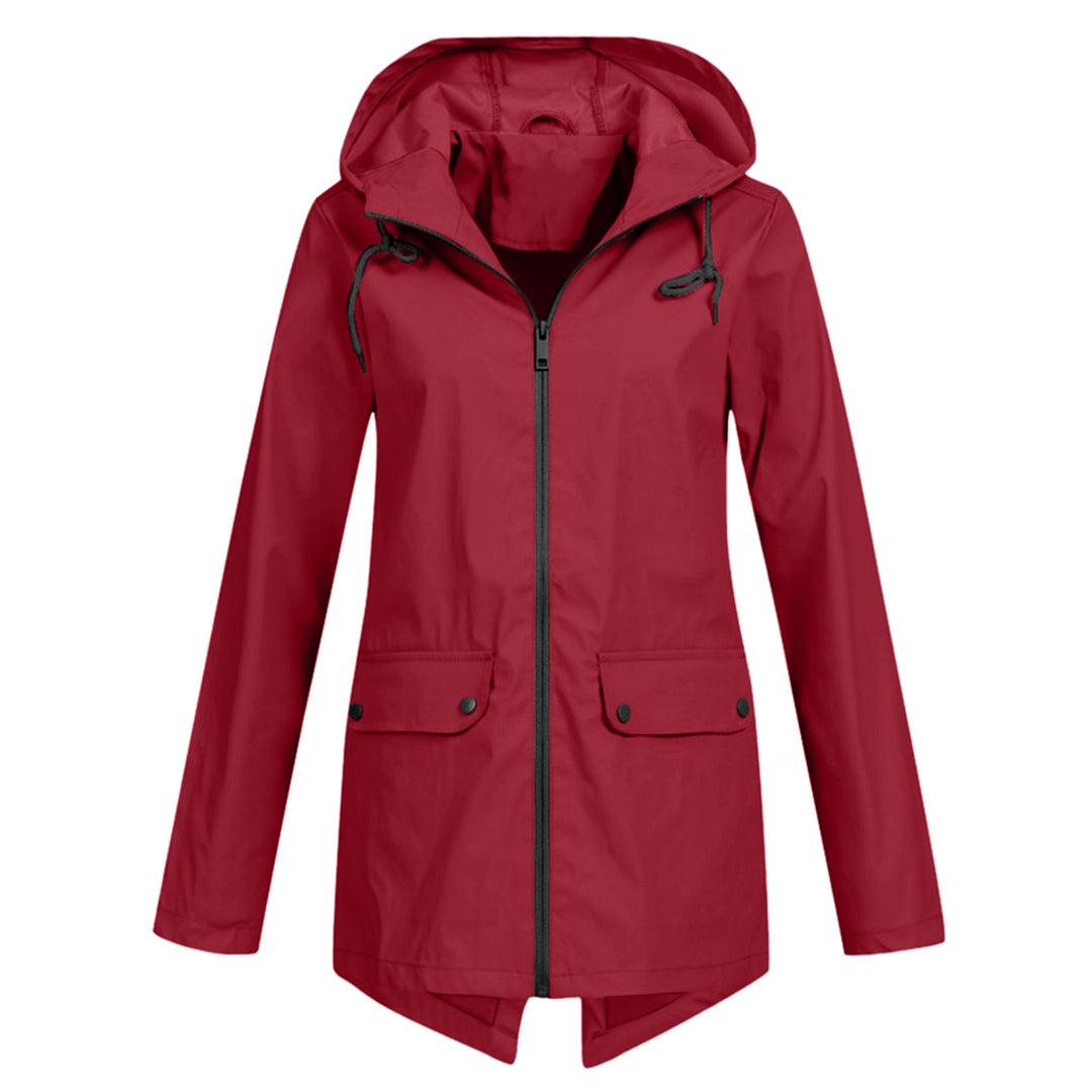 Stylische Leichte Regenjacke mit Kapuze und Reissverschluss für Damen | Ideal für den Winter
