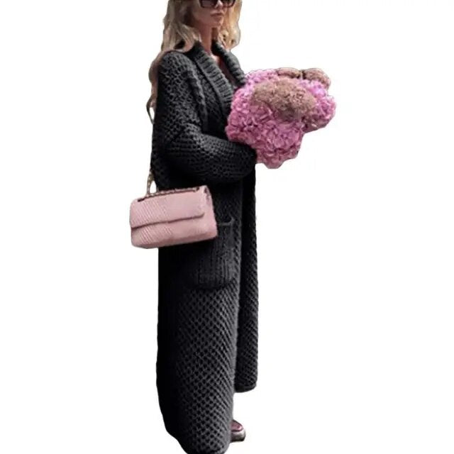 Winter Revers gestrickt Strickjacke lange Mäntel für Frauen