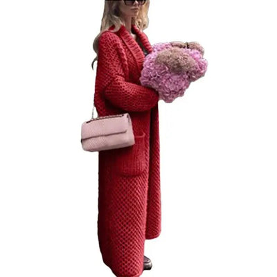 Winter Revers gestrickt Strickjacke lange Mäntel für Frauen