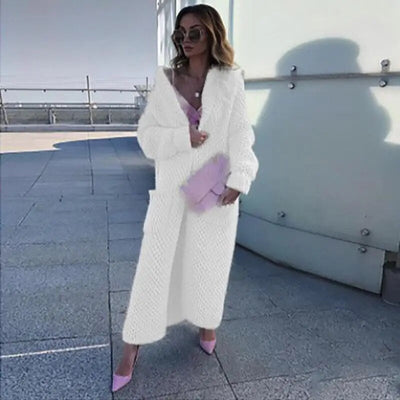 Winter Revers gestrickt Strickjacke lange Mäntel für Frauen