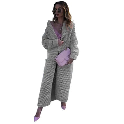 Winter Revers gestrickt Strickjacke lange Mäntel für Frauen