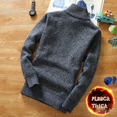 Fleece gefütterter Zip-Strickpullover