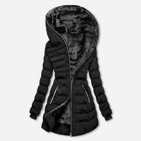 Winterjacke Damen Lang Gesteppt Mit Fleecegefüttertem Innenfutter Für Kalte Tage in Schwarz