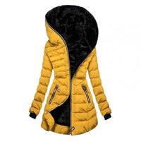 Winterjacke Damen Lang Gesteppt Mit Fleecegefüttertem Innenfutter Für Kalte Tage in Gelb