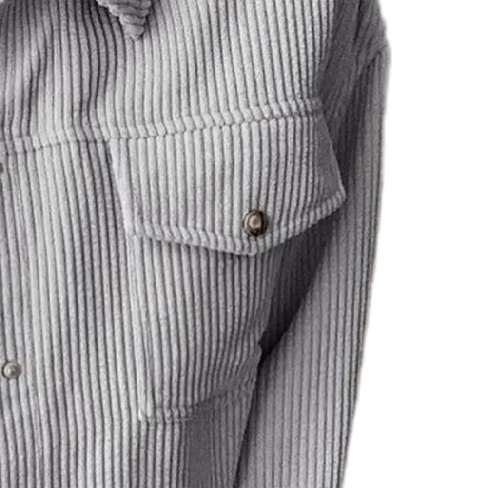 Damen Cord Revers einreihige Strickjacke