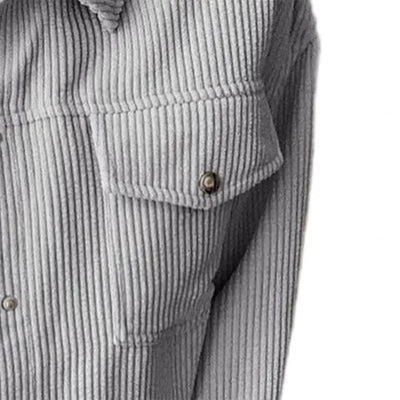 Damen Cord Revers einreihige Strickjacke