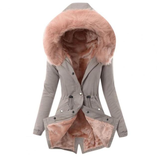 Warme Windbreaker Regenjacke mit Kunstfellkapuze für Damen | Ideal für den Winter