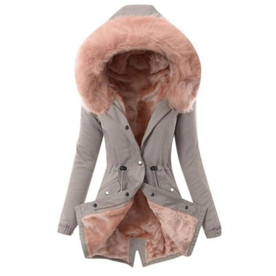 Warme Windbreaker Regenjacke mit Kunstfellkapuze für Damen | Ideal für den Winter