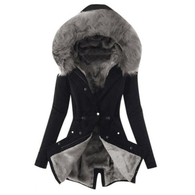 Warme Windbreaker Regenjacke mit Kunstfellkapuze für Damen | Ideal für den Winter