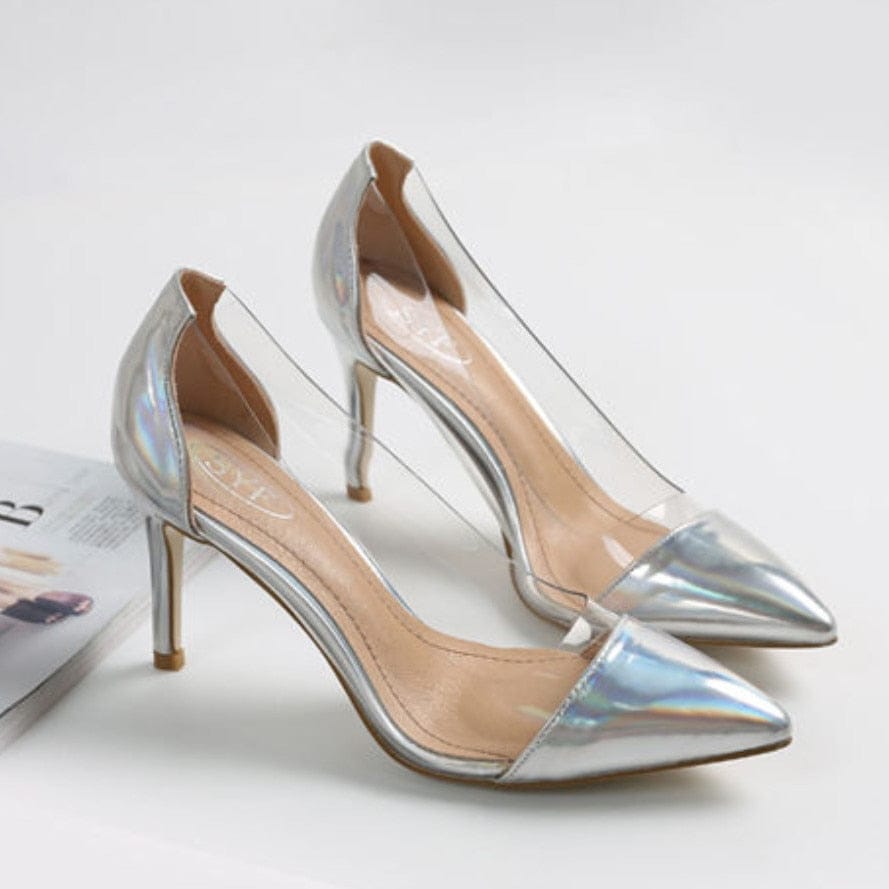 Fudus | Damen Pumps PVC Transparent High Heels Sexy Spitzen Schuhe
