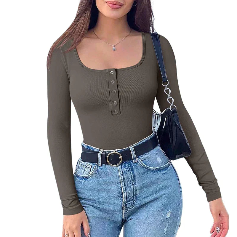 Avril® | Gerippter Body mit langen Ärmeln