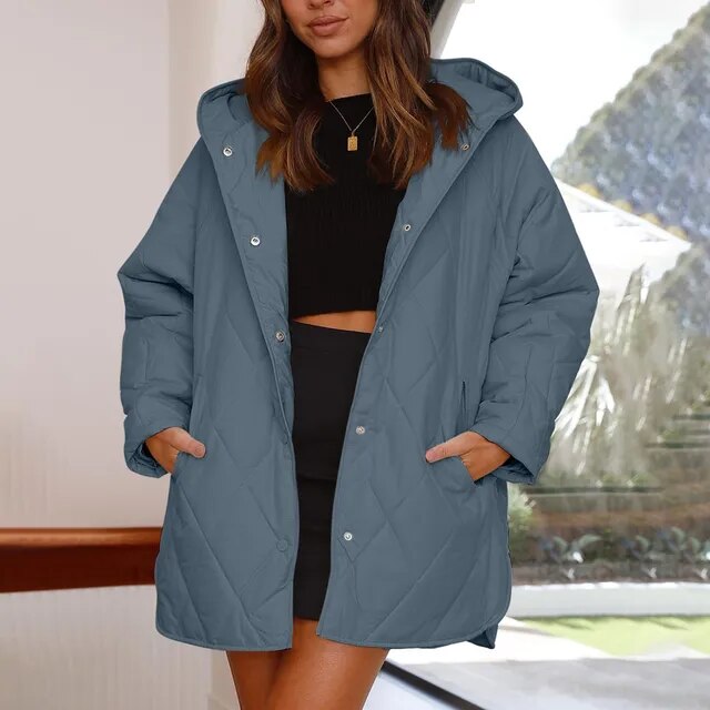 Women's Winter Diamond Steppjacke mit Kapuze