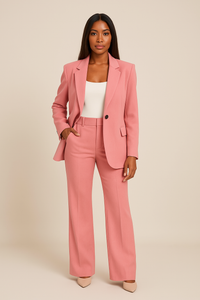 Maria | Damen Hosenanzug Set Tailliert Business Elegant Koordiniert in Rosa