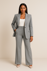 Maria | Damen Hosenanzug Set Tailliert Business Elegant Koordiniert in Grau