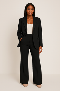 Maria | Damen Hosenanzug Set Tailliert Business Elegant Koordiniert in Schwarz