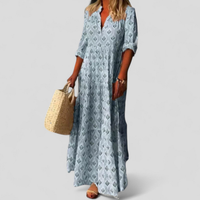 Wren | Damen V-Ausschnitt Maxikleid mit Taschen in Hellblau