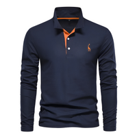 Antoine - Langärmeliges Herren-Poloshirt für den Alltag in Marineblau