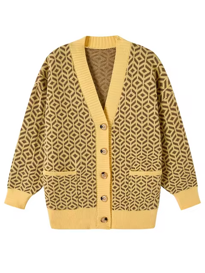 Ulrika | Strickjacke mit Geometrischem Muster und Knopfleiste