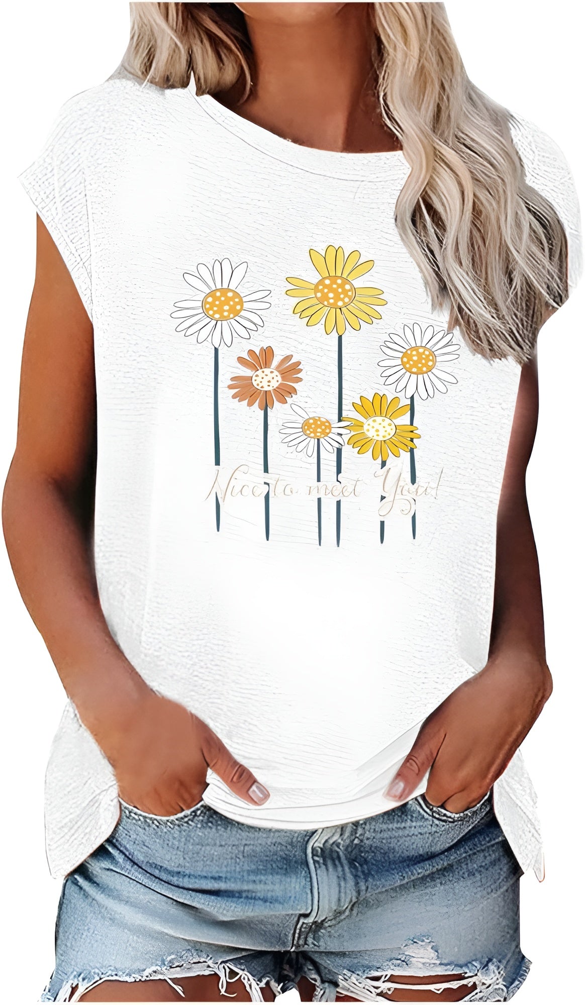 Terini | Lässiges T-Shirt mit Gänseblümchen-Print