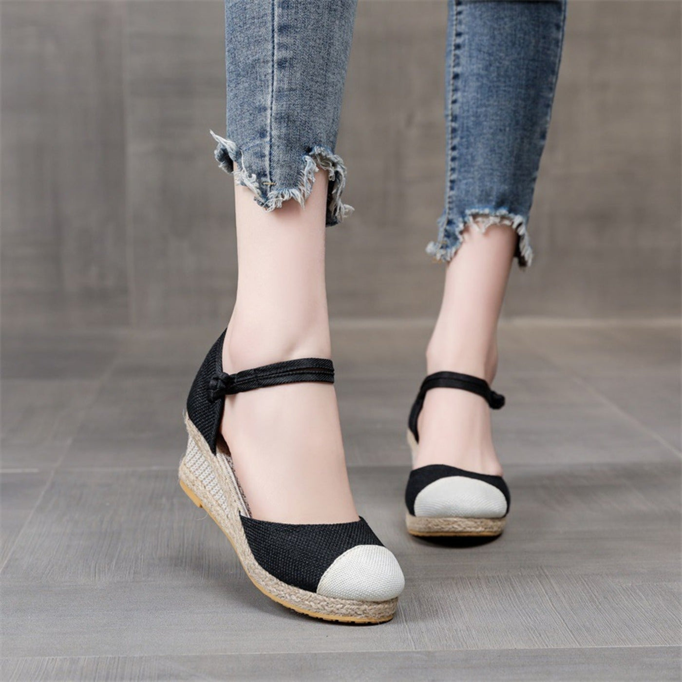 Fudus | Espadrilles Mit Knöchelriemen Und Kontrastierendem Zehenfleck