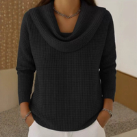 Danela – Eleganter Pullover Mit Wasserfallausschnitt in Schwarz