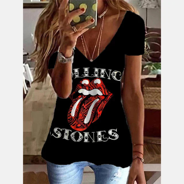 Fudus | Sommer Freizeit V-Ausschnitt T-Shirt