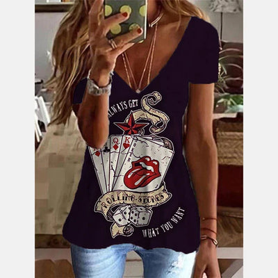 Fudus | Sommer Freizeit V-Ausschnitt T-Shirt