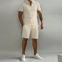 Magnus | Herren Polo Shorts Set in Beige