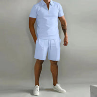 Magnus | Herren Polo Shorts Set in Hellblau