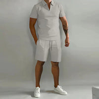 Magnus | Herren Polo Shorts Set in Grau