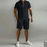 Magnus | Herren Polo Shorts Set in Schwarz