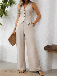Valentina | Elegantes Zweiteiler Set Weste und Hose in Khaki