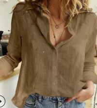 Damen Baumwollbluse | Lang in Braun
