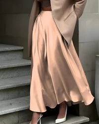 A-Linien Rock lang | Maxi Rock mit hoher Taille in Khaki