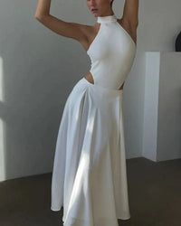 A-Linien Rock lang | Maxi Rock mit hoher Taille in Weiß
